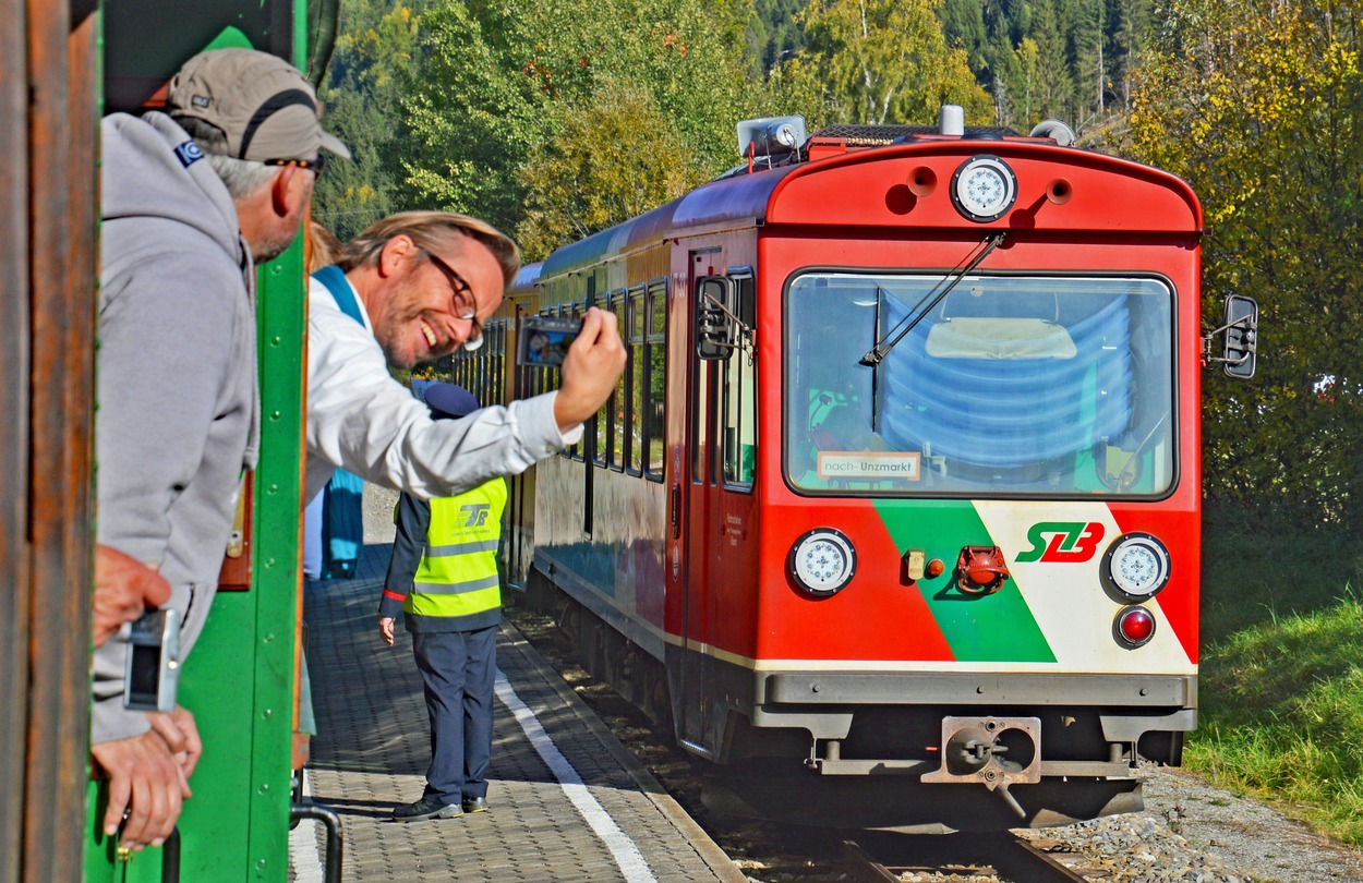 Murtalbahn Selfie aus dem Dampfzug