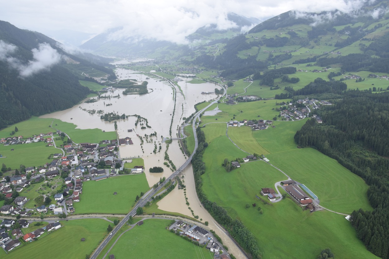 Pinzgauer Lokalbahn - Hochwasser und Mure 2021 im Bereich Bahnhof Krimml (LK)